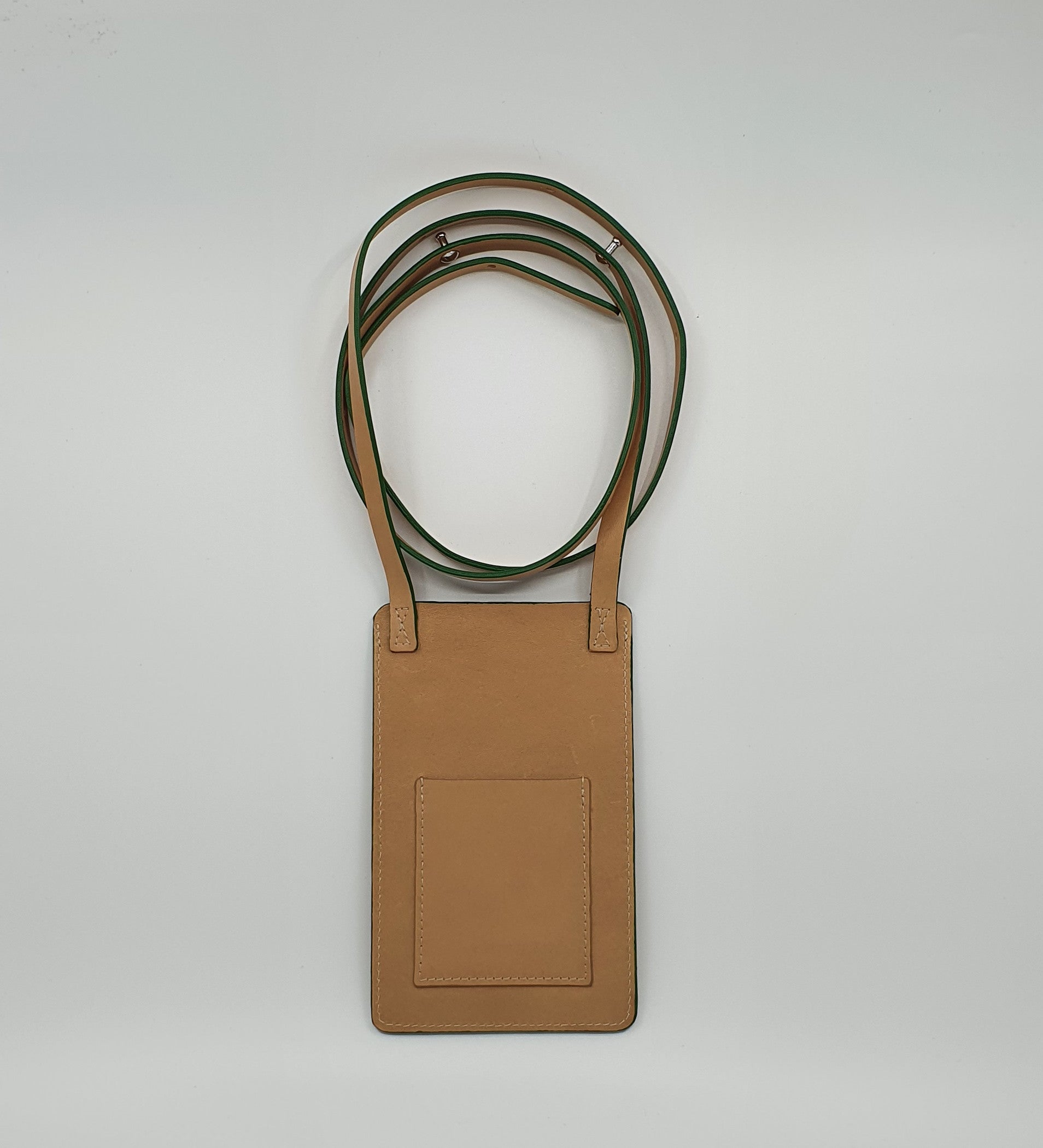 Porte-téléphone Cuir 1067KM naturel vert dos