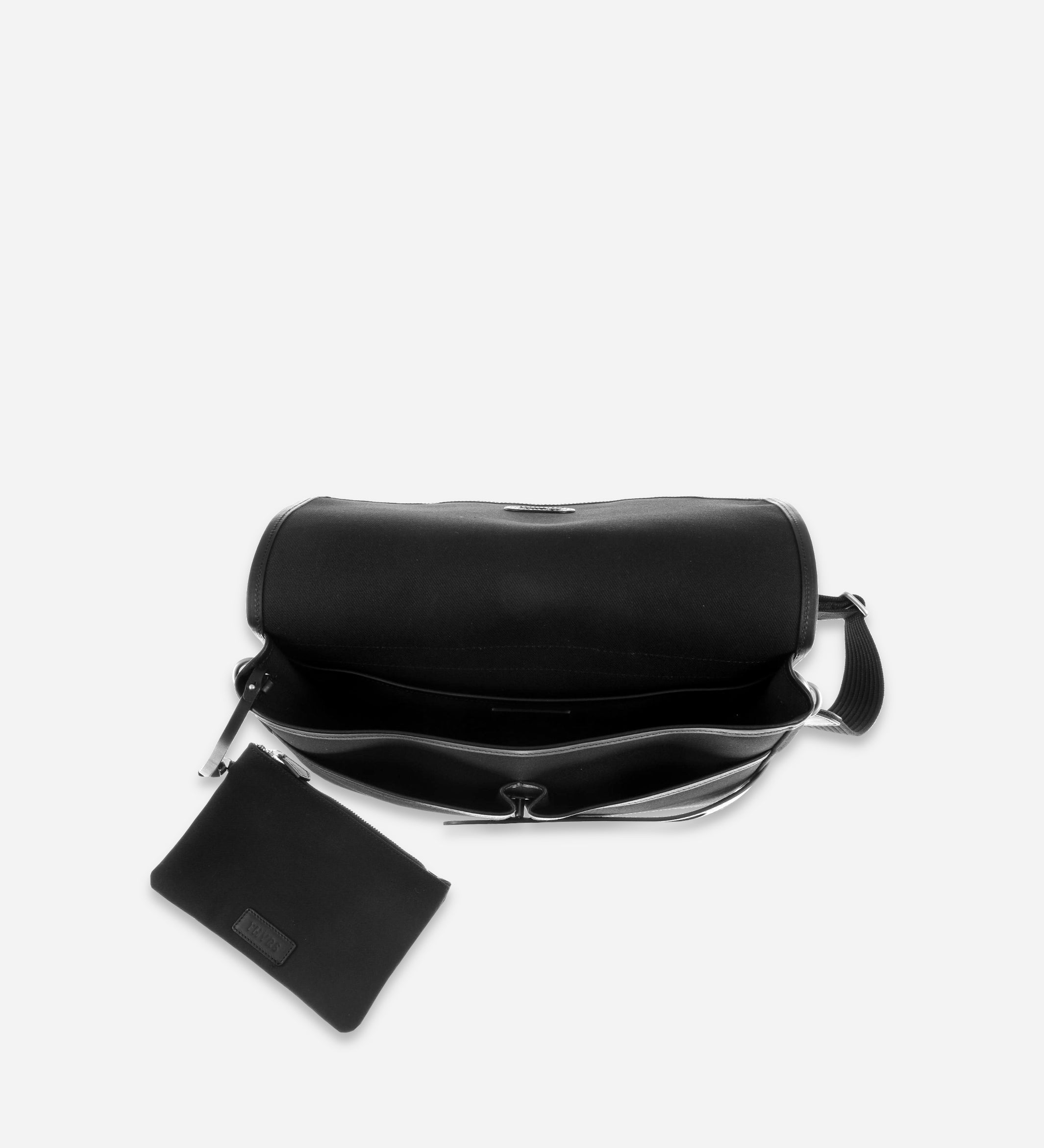 Besace double twill M, noir, fabriquée en France