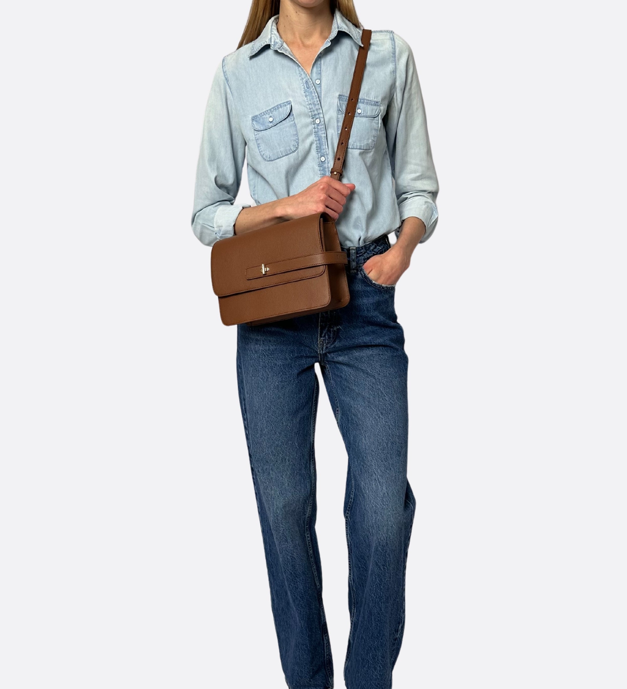 Sac Lalou cuir grainé caramel, THYRS