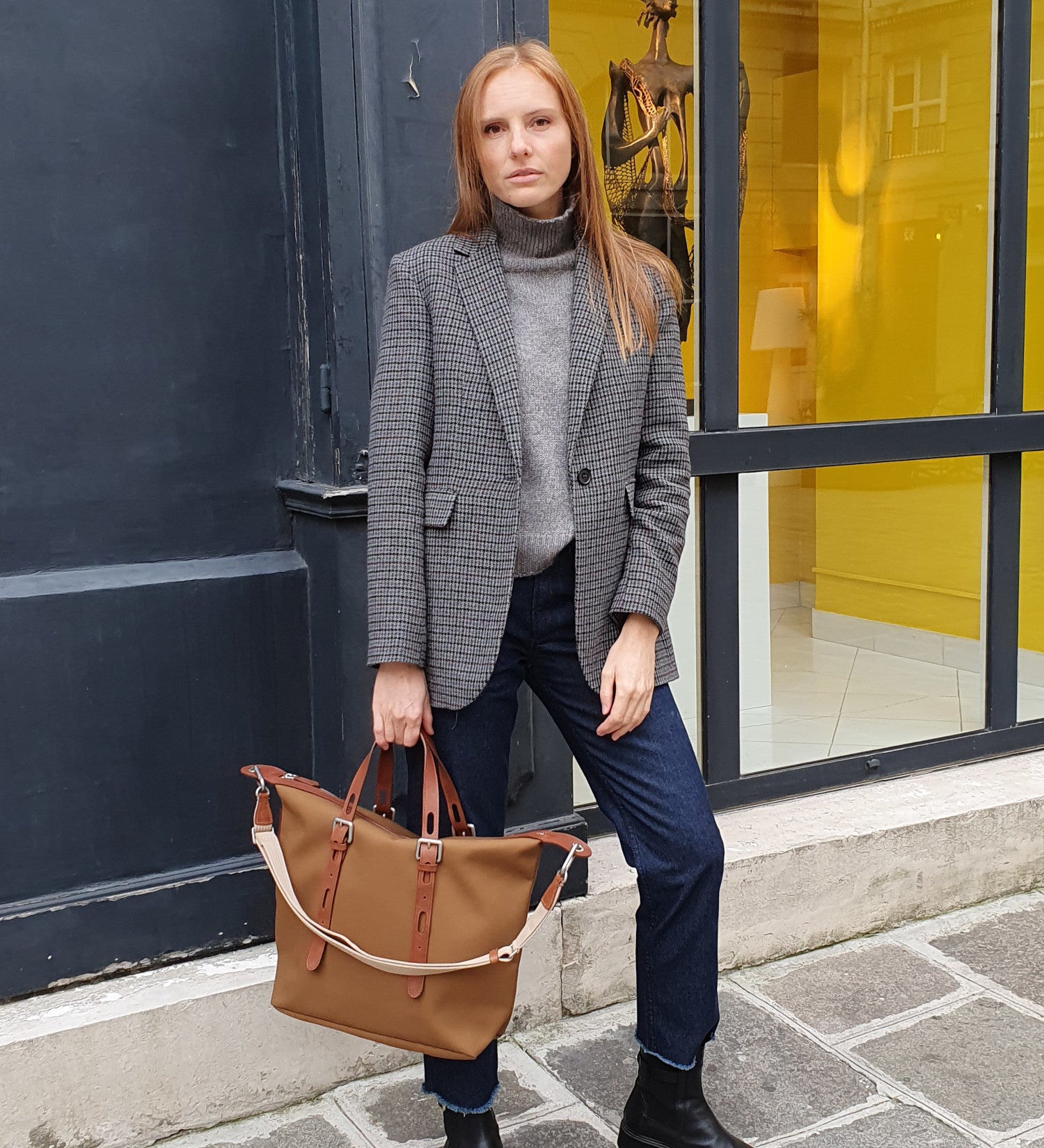 cabas bandoulière caramel made in France thyrs